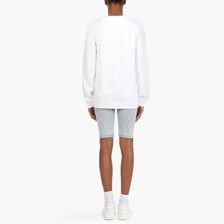 BALMAIN Printed Logo Sweatshirt 'Blanc/Rose'-4