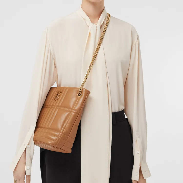 Burberry Quilted Leather Small Lola Bucket Bag Maple Brown/Gold tone-9