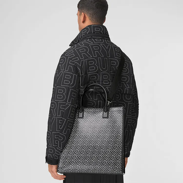 Burberry Leather Tote Bag, Shopping Bag, Shoulder Bag, Crossbody Bag, Handbag Regular Men's Black-2