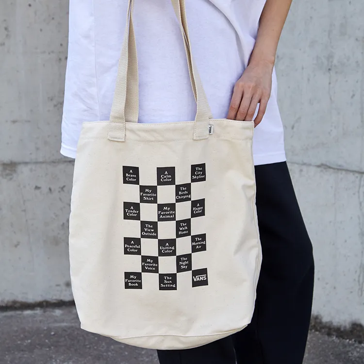 Vans Canvas Tote Bag Shopping Bag Handbag Canvas Bag Regular Unisex Ecru-5