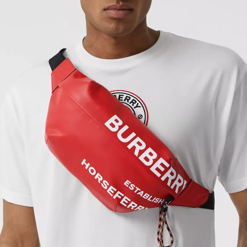 Burberry Horseferry Canvas Crossbody Bags Fanny Pack Sling Bags Men's Red White-7