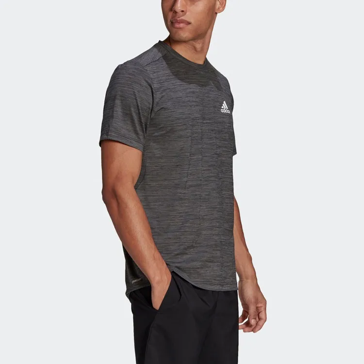 Adidas Set in Sleeve T Shirt Men's Metallic Black-3
