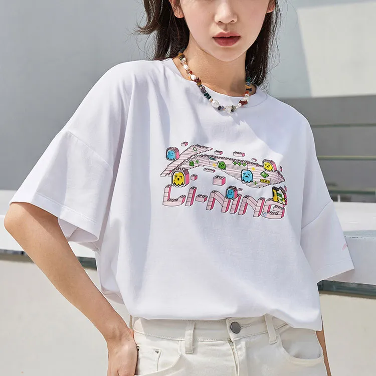 LiNing Drop Shoulder Sleeve T Shirt Women's White-2
