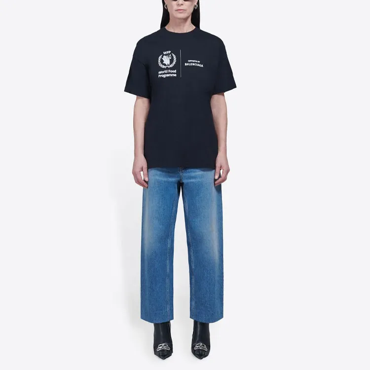 Balenciaga Drop Shoulder Sleeve T Shirt Women's Black-5