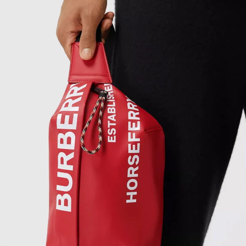 Burberry Horseferry Canvas Crossbody Bags Fanny Pack Sling Bags Men's Red White-8