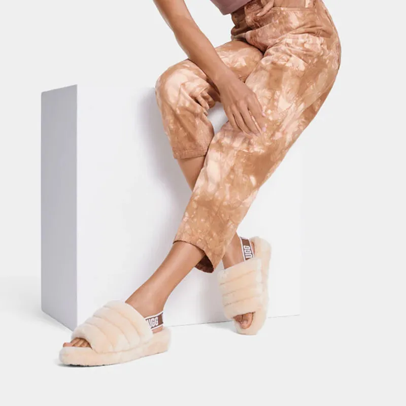 UGG Fluff Yeah Slides White Women's-6