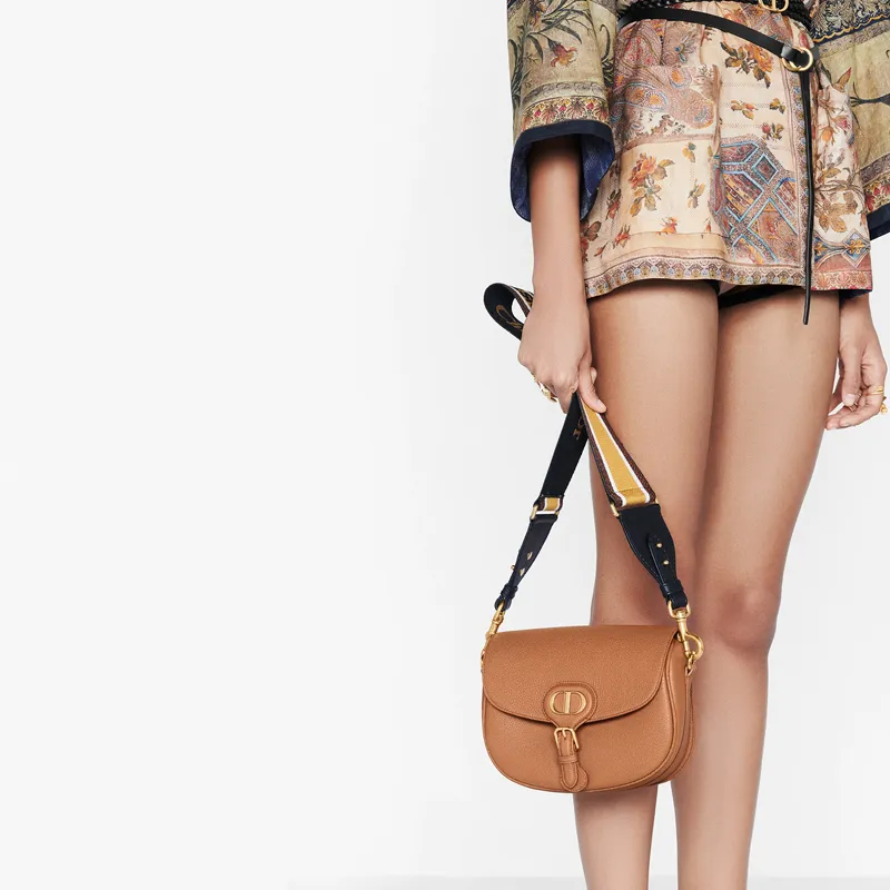 DIOR Cow Leather Crossbody Bag Shoulder Bag Women's Cognac-4