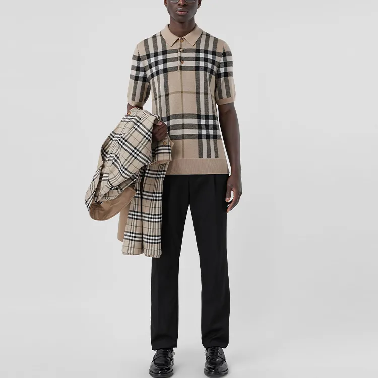 Burberry Polo Shirt Men's Soft Yellow Brown-3