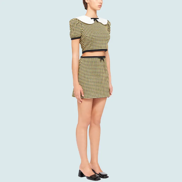 MIU MIU Casual Short Skirts Women's Yellow Black-2