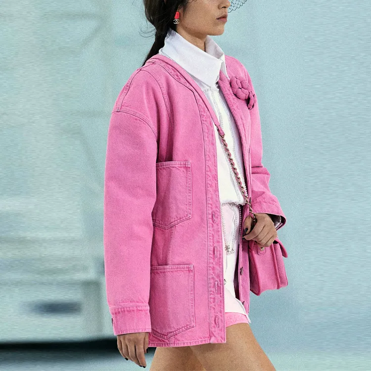 CHANEL Denim Jacket Women's Pink-1