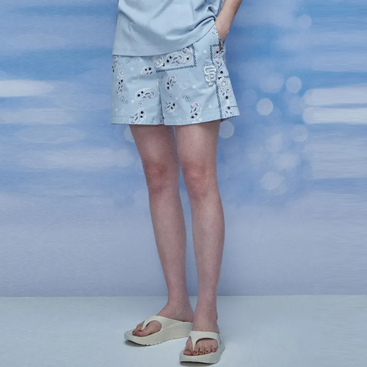 MLB Cashew Flower Casual Shorts Unisex Sky Blue-3