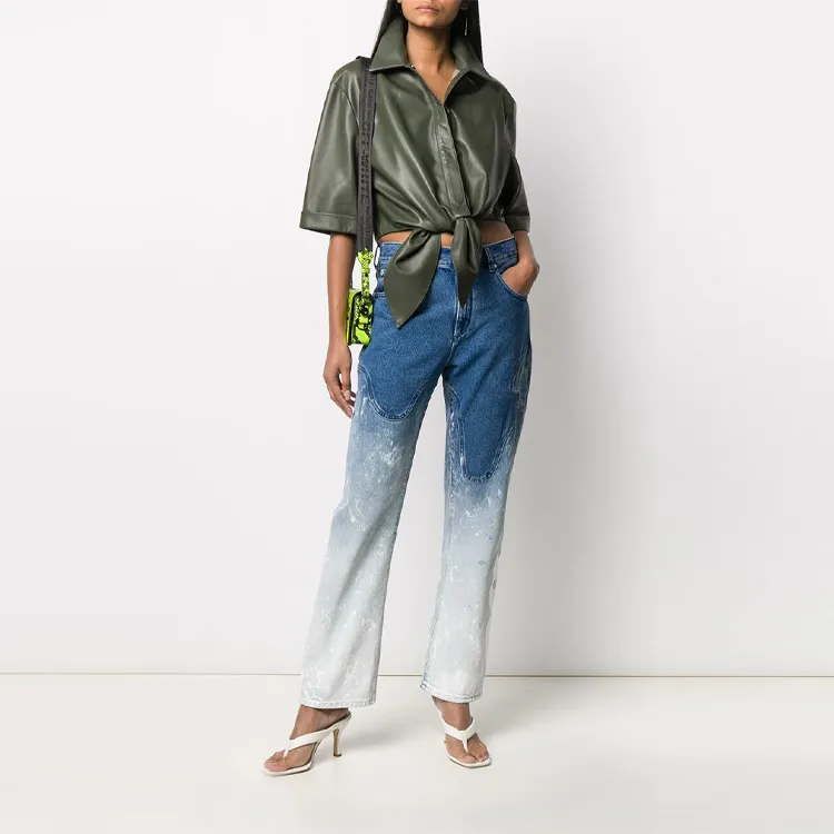 OFF WHITE Shaped Baggy Denim Jeans Bleached Blue-1