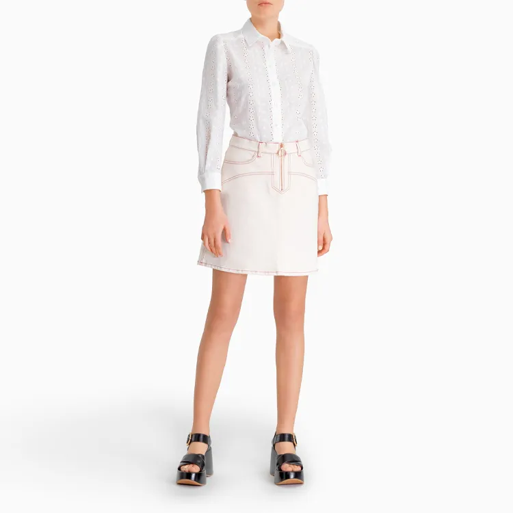 See By Chloe Denim Short Skirts Women's Cream-1