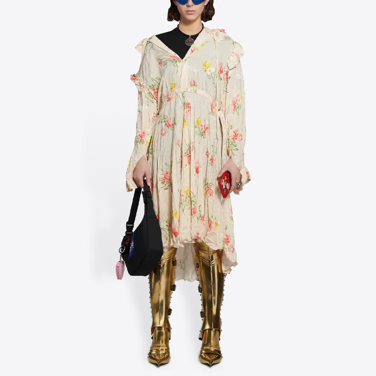 Balenciaga Vintage Flower Off Shoulder Dress-2