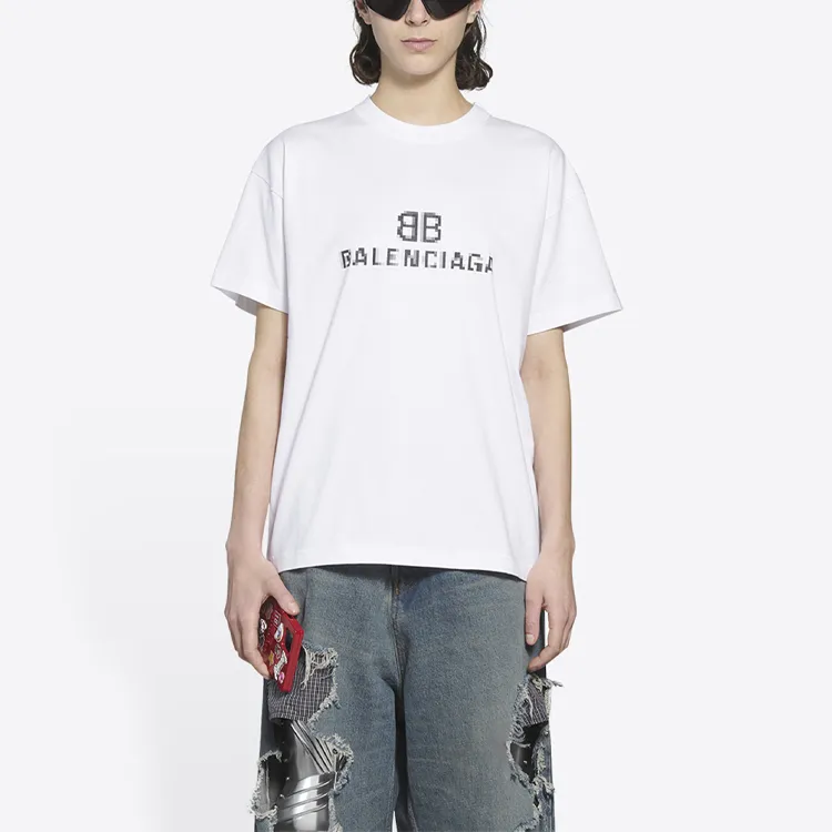 Balenciaga Women'ss Bb Pixel Medium Fit T shirt White-3
