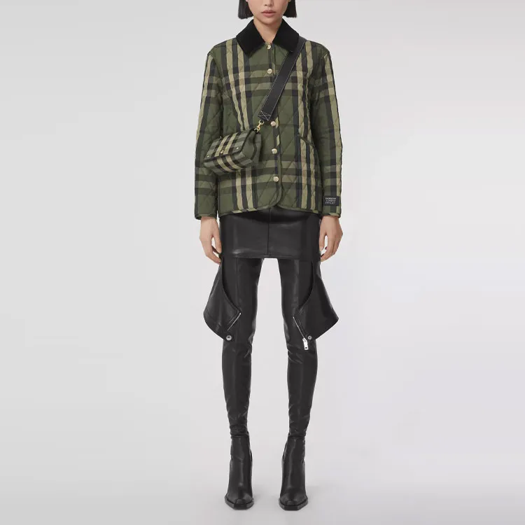 Burberry Dranefeld Quilted Checked Jacket 'Dark Military Green'-1