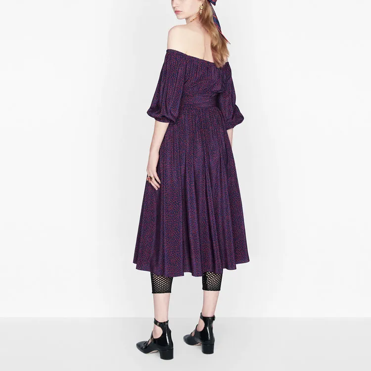 DIOR Quarterly New Products Long-Sleeved Dresses Women's Purple-3