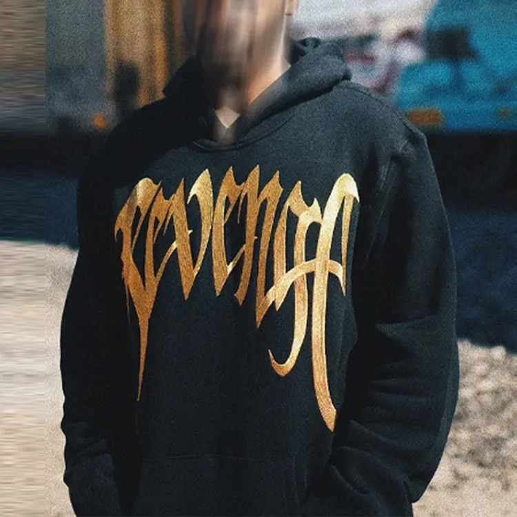 Revenge Hooded Loose Fit Regular Sweatshirt Unisex Black-1