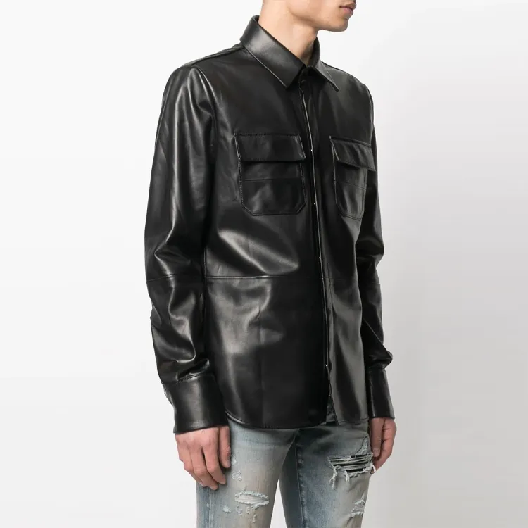 AMIRI Double Pocket Leather Button Up-1