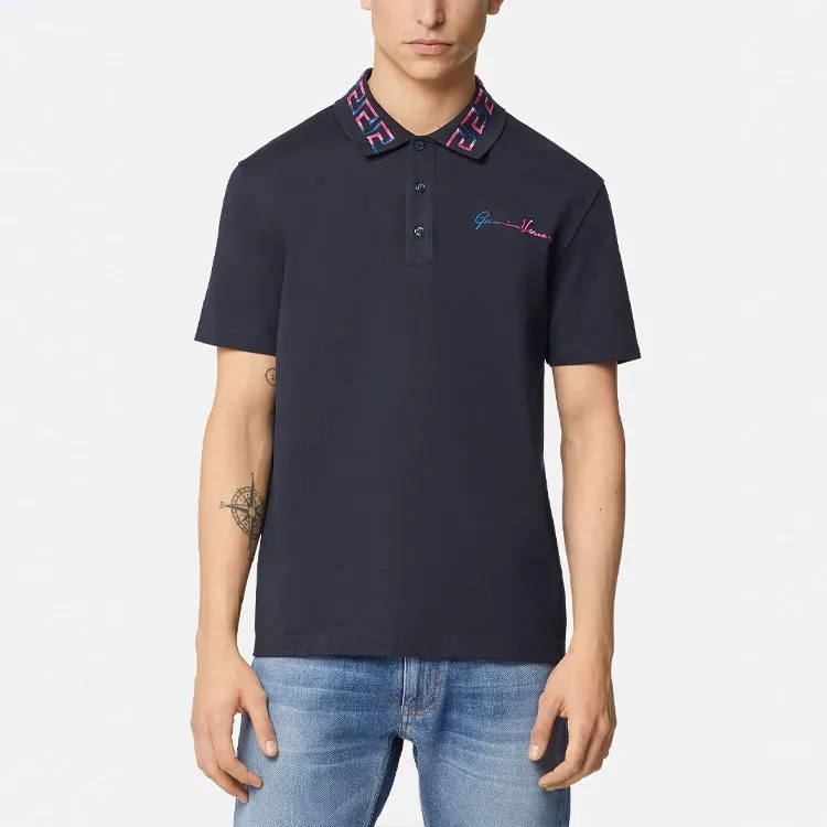 VERSACE Polo Shirts Men Blue-3