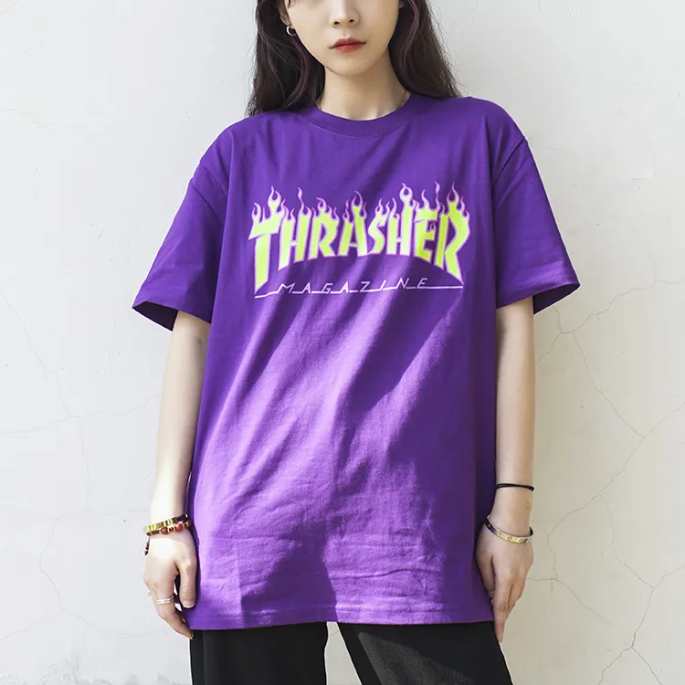Thrasher Straight T-Shirt Japan Version Unisex Purple-3