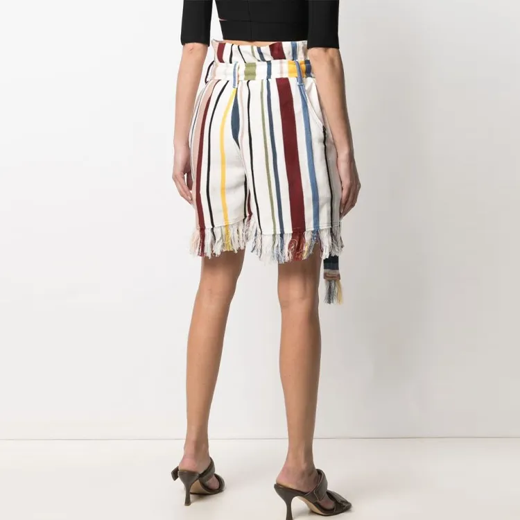 AMBUSH Tie Belt Striped Shorts-2