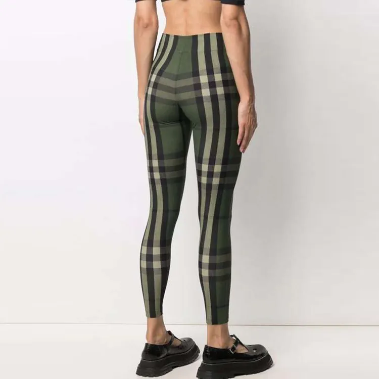 Burberry Madden Tartan Leggings 'Military Green'-2