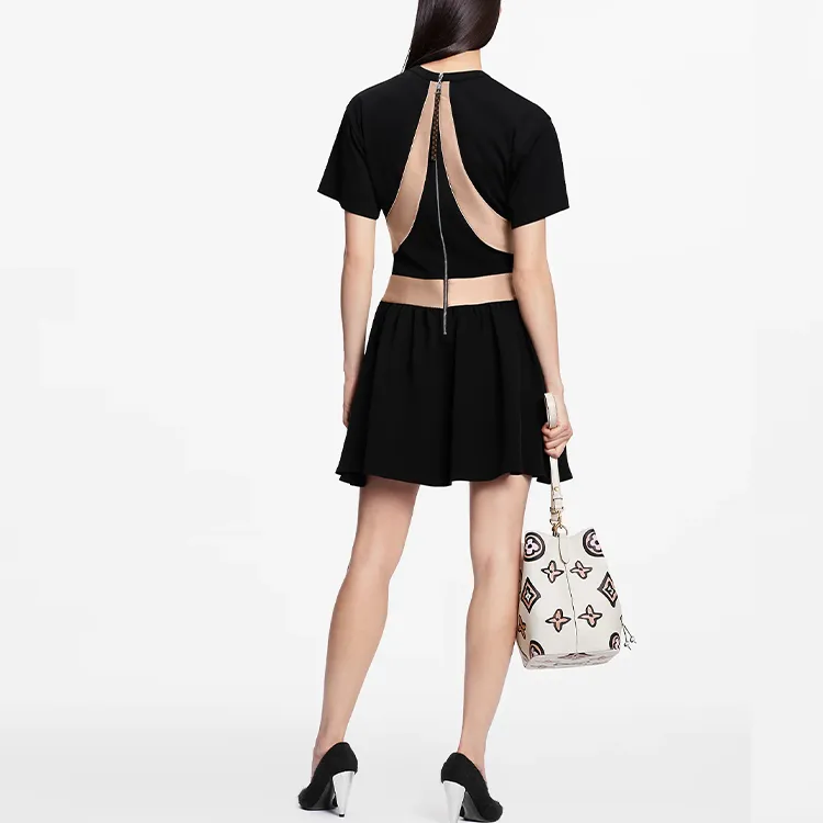 LOUIS VUITTON New Quarterly Products Of LV Short-Sleeved Dresses Women's Black-2