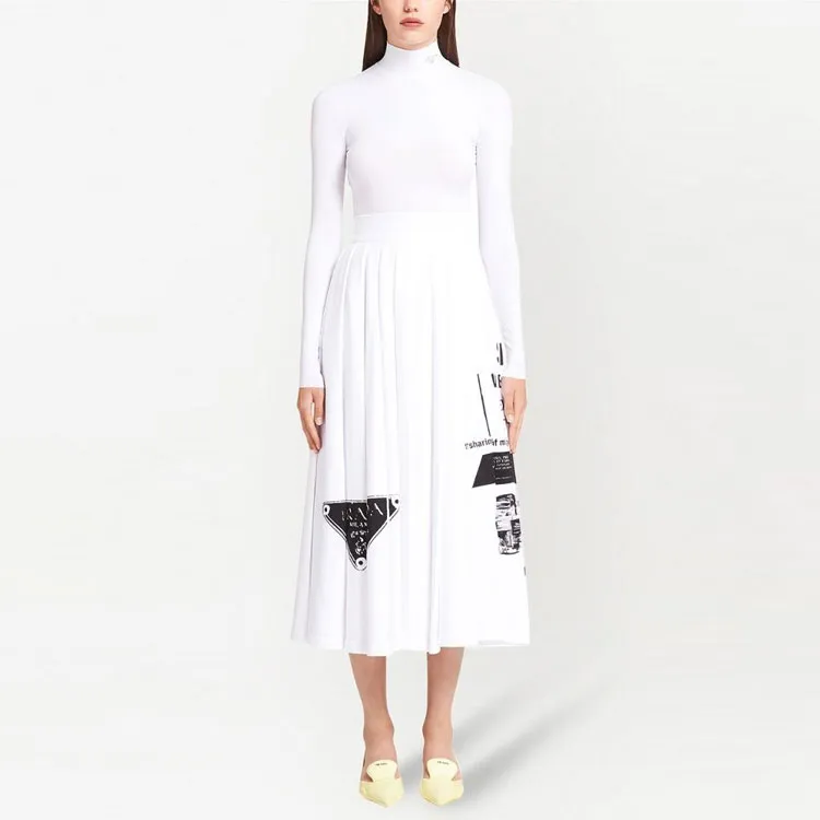 PRADA SS21 Casual Long Skirts Women's White-2