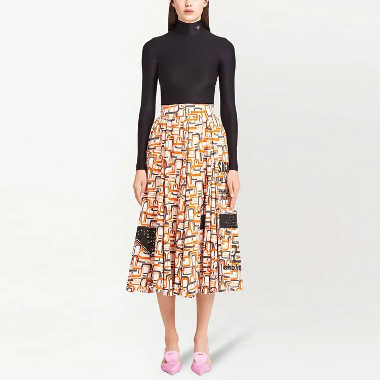 PRADA Casual Long Skirts Women's Orange-2