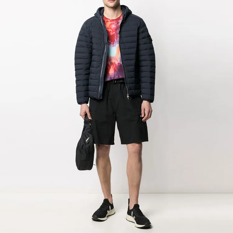 STONE ISLAND SS21 Solid Color Hooded Down Jacket Men's Dark Blue-1
