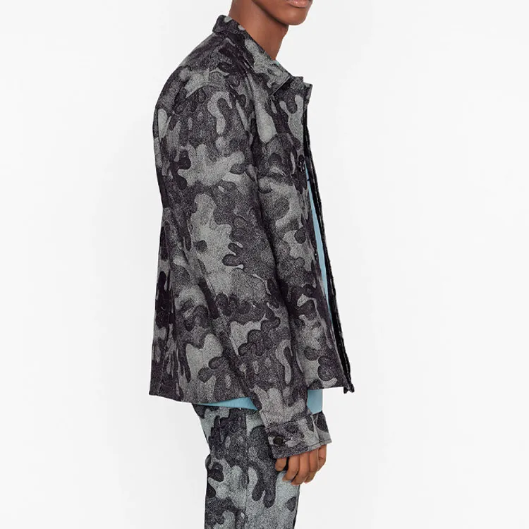 DIOR X Peter Doig Logo Embroidery Camouflage Jacquard Denim Long Sleeve Shirt Jacket-5