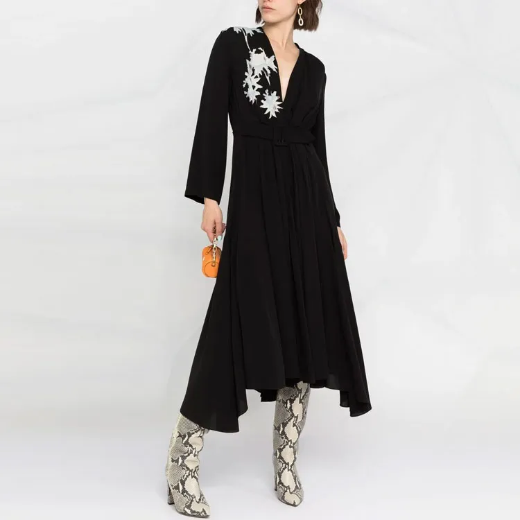 GIORGIO ARMANI Long-Sleeved Dresses Women's Black-2