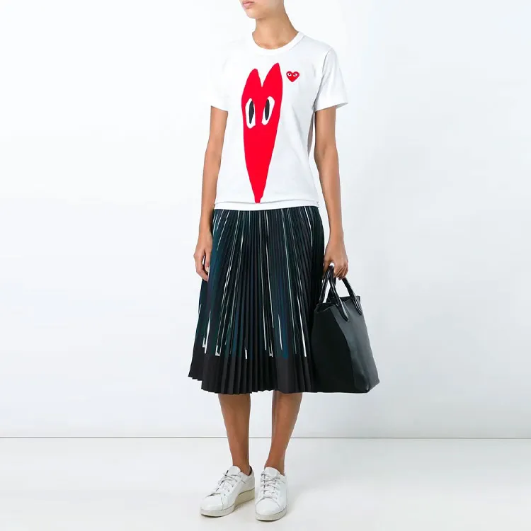 CDG Play Big Heart Logo T Shirt 'White'-1