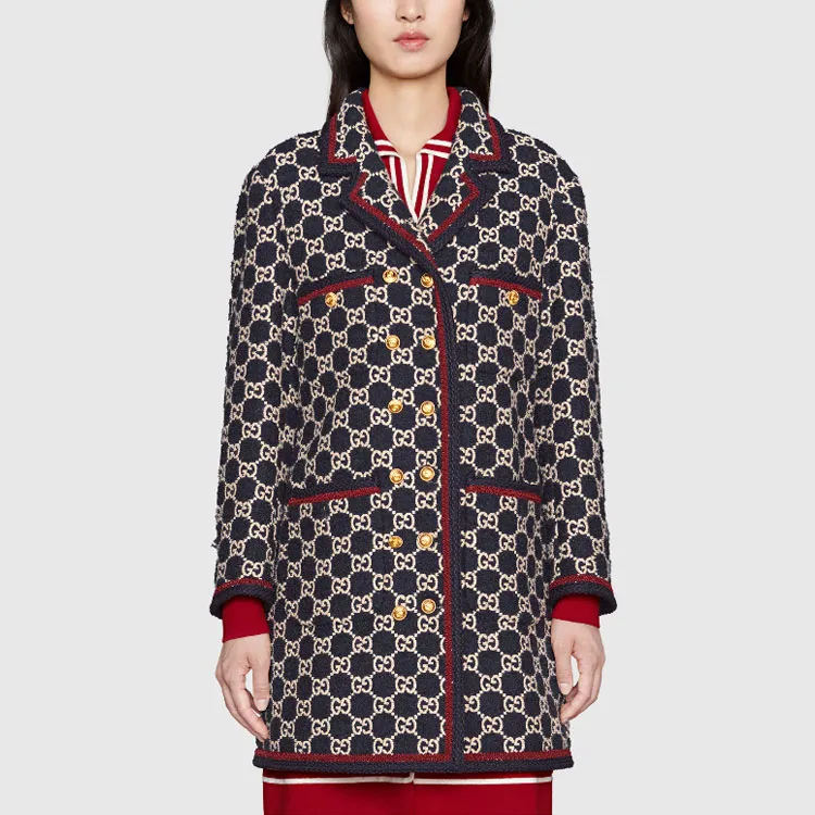 GUCCI Gg Pattern Tweed Coat-2
