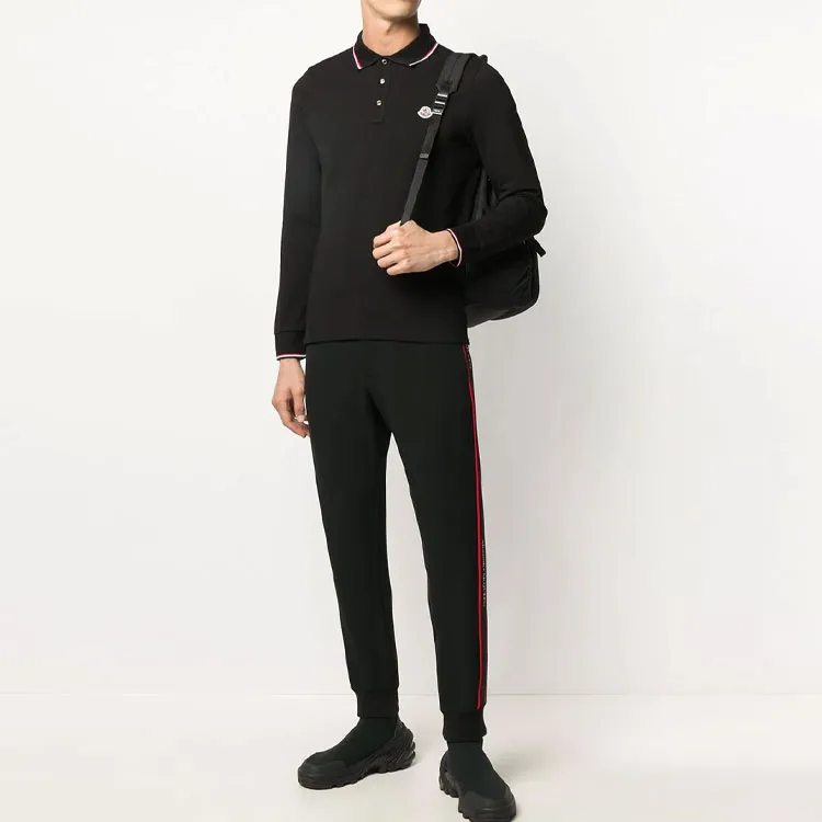 Moncler Logo Patch Long Sleeved Polo Shirt-3