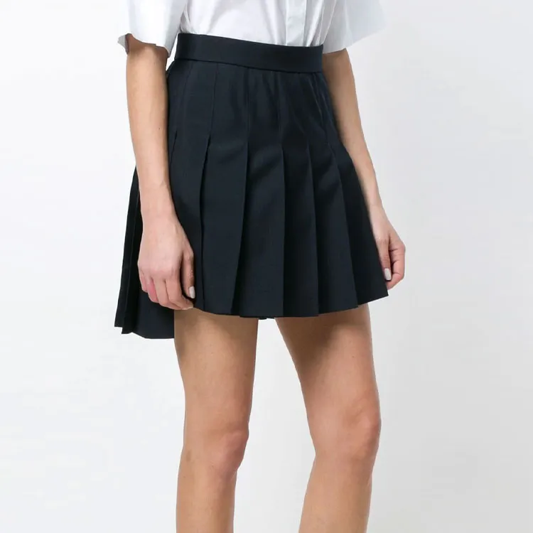 THOM BROWNE Asymmetric Pleated Miniskirt-3