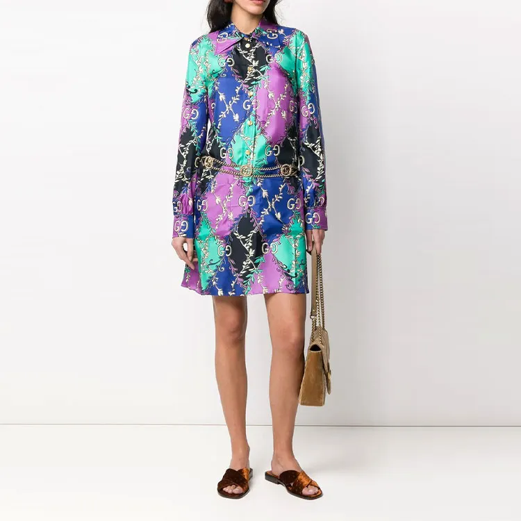 GUCCI FW21 Long Sleeved Dresses Women's Purple-1
