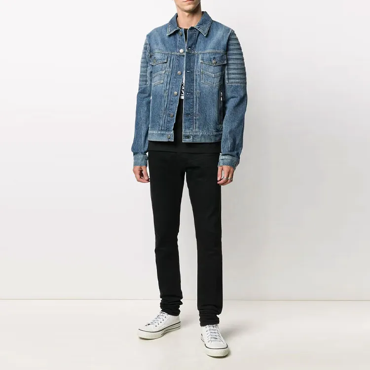 BALMAIN Denim Jackets Men Blue-1
