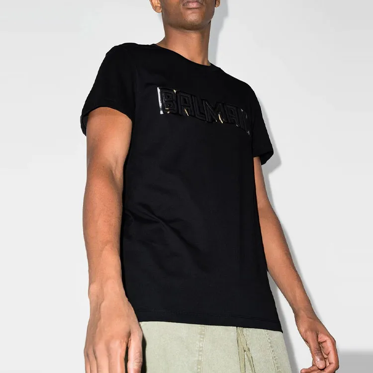 BALMAIN Metallic Embossed T Shirt-1