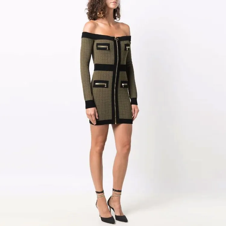 BALMAIN Long-Sleeved Dresses Women's Green-3