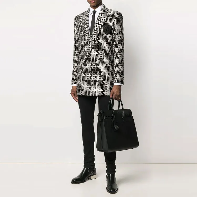 BALMAIN FW21 Business Suit Coat Men's Black White-1