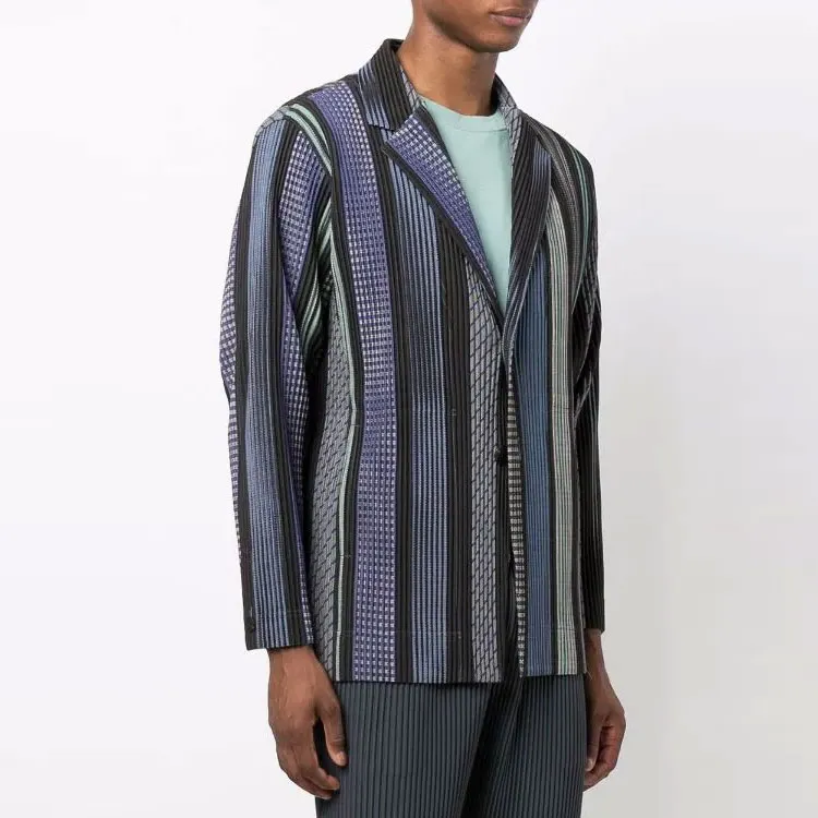 Homme Plissé Issey Miyake Shirts Men Blue-3