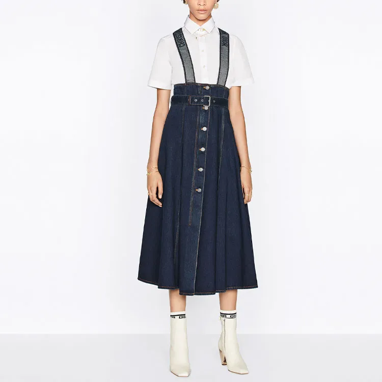 DIOR SS22 Cruise Couture Denim Short Skirts Women's Dark Blue-2