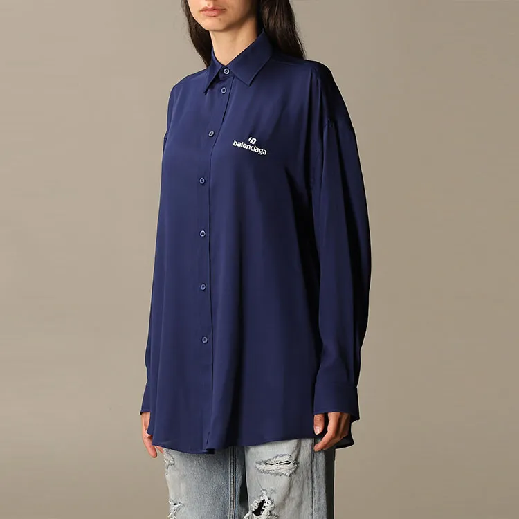 Balenciaga Printed Blouse 'Marine Blue'-3