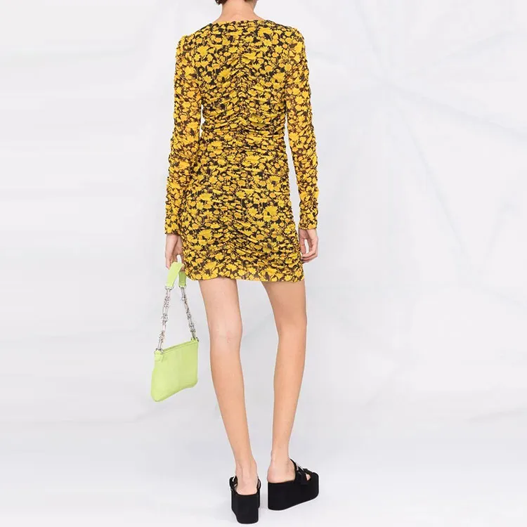 GANNI Long-Sleeved Dresses Women's Yellow-3