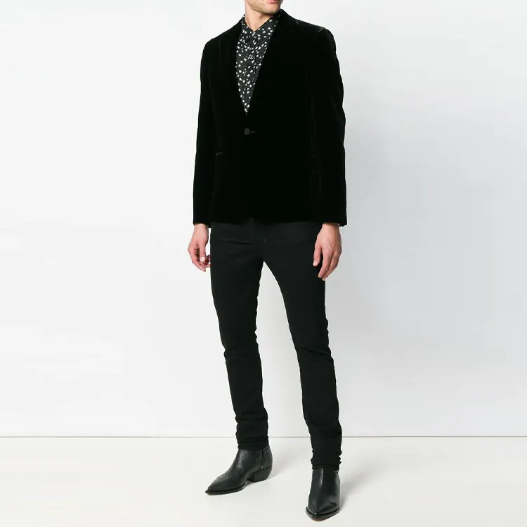 SAINT LAURENT Velvet Long Sleeved Blazer-3