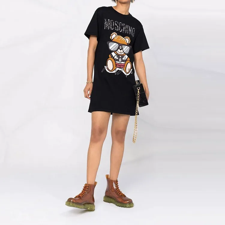 MOSCHINO Short Sleeved Dresses Women's Black-1