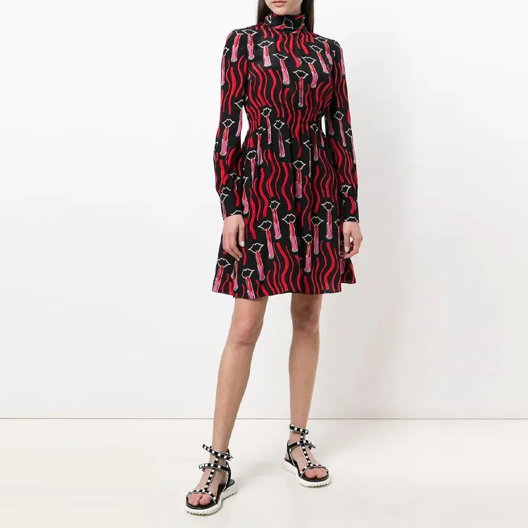 Valentino Long-Sleeved Dresses Women's Red-2