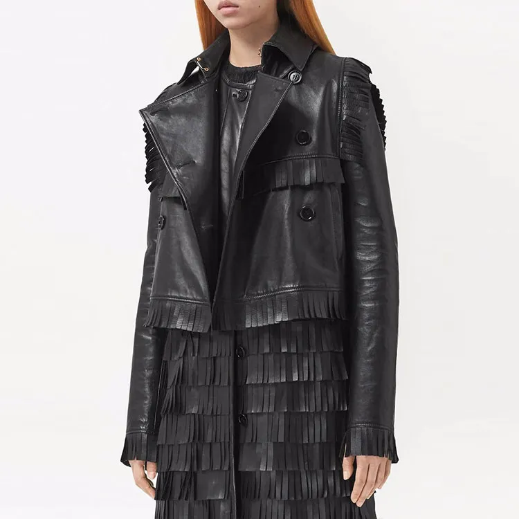 Burberry 2020s Fringed Leather Jacket-3